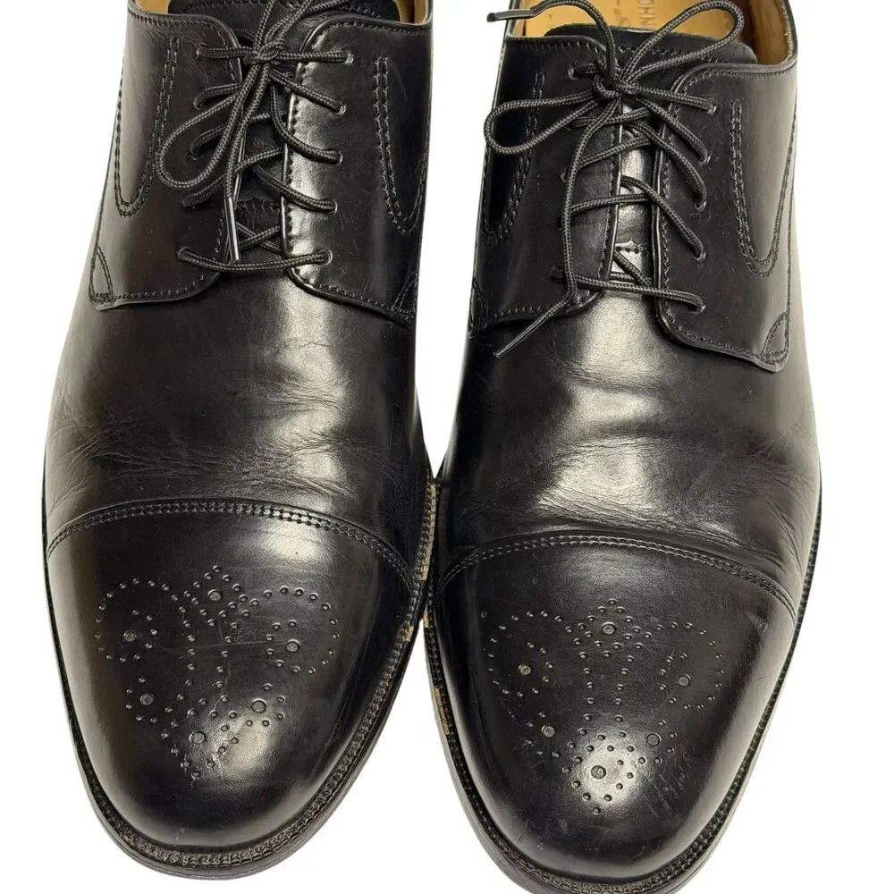 Johnston & Murphy Stratton Cap Toe Calf Skin Oxford Brogue Shoe Black 11.5